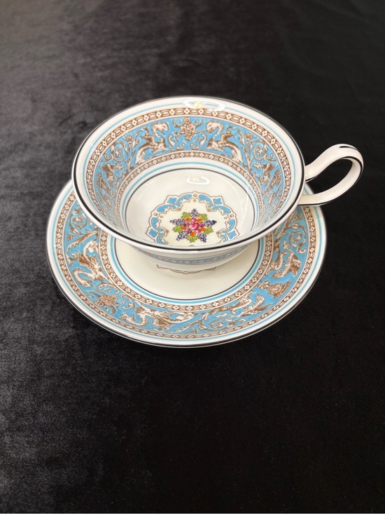 Wedgwood Other - Wedgewood Florentine Turquoise Bine China Teacup and Saucer